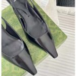 Gucci Women GG Slingback Pump Black Leather Interlocking G Square Upper Mid-Heel - Bild 7