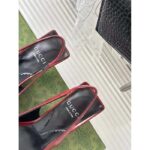 Gucci Women GG Slingback Pump Dark Red Leather Interlocking G Square Upper Mid-Heel - immagine 10