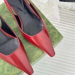 Gucci Women GG Slingback Pump Dark Red Leather Interlocking G Square Upper Mid-Heel - immagine 8