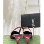 Gucci Women GG Slingback Pump Dark Red Leather Interlocking G Square Upper Mid-Heel - immagine 9