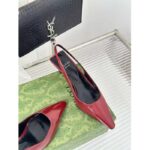Gucci Women GG Slingback Pump Dark Red Leather Interlocking G Square Upper Mid-Heel - immagine 6