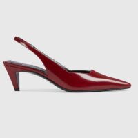 Gucci Women GG Slingback Pump Dark Red Leather Interlocking G Square Upper Mid-Heel (7)