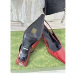 Gucci Women GG Slingback Pump Dark Red Leather Interlocking G Square Upper Mid-Heel - immagine 7