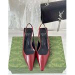 Gucci Women GG Slingback Pump Dark Red Leather Interlocking G Square Upper Mid-Heel - immagine 4