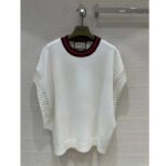 Gucci Women GG Wool Sweater Interlocking G Crewneck Web Stripe Wide Armhole Sleeveless - Image 2