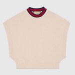Gucci Women GG Wool Sweater Interlocking G Crewneck Web Stripe Wide Armhole Sleeveless