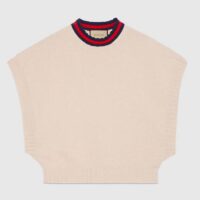 Gucci Women GG Wool Sweater Interlocking G Crewneck Web Stripe Wide Armhole Sleeveless (6)