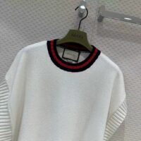 Gucci Women GG Wool Sweater Interlocking G Crewneck Web Stripe Wide Armhole Sleeveless (6)