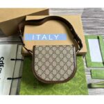 Gucci Women Horsebit 1955 Mini Round Shoulder Bag Beige Ebony GG Supreme Canvas - Image 3