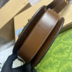 Gucci Women Horsebit 1955 Mini Round Shoulder Bag Beige Ebony GG Supreme Canvas - Image 7