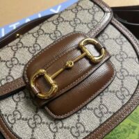 Gucci Women Horsebit 1955 Mini Round Shoulder Bag Beige Ebony GG Supreme Canvas (10)