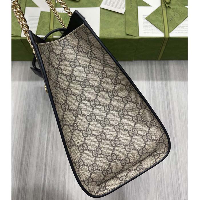 Gucci Women Padlock Medium GG Shoulder Bag Beige Ebony GG Supreme Canvas Black Leather (7)