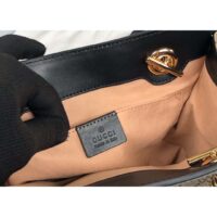 Gucci Women Padlock Small GG Shoulder Bag Beige Ebony GG Supreme Canvas Black Leather (1)
