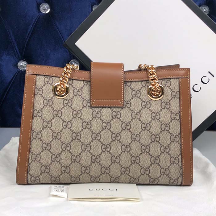 Gucci Women Padlock Small GG Shoulder Bag Beige Ebony GG Supreme Canvas Brown Leather (6)