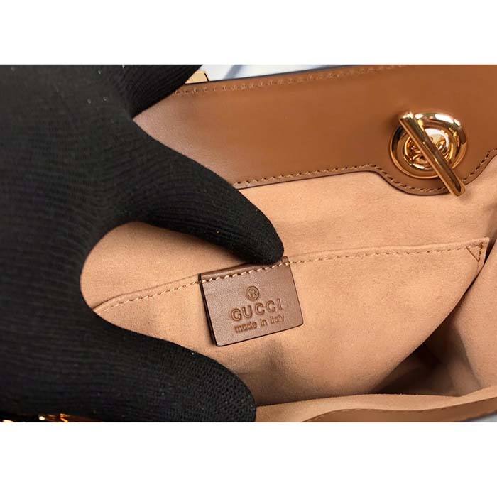 Gucci Women Padlock Small GG Shoulder Bag Beige Ebony GG Supreme Canvas Brown Leather (8)