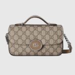 Gucci Women Petite GG Shoulder Bag Mini Beige Ebony GG Supreme Canvas Double G
