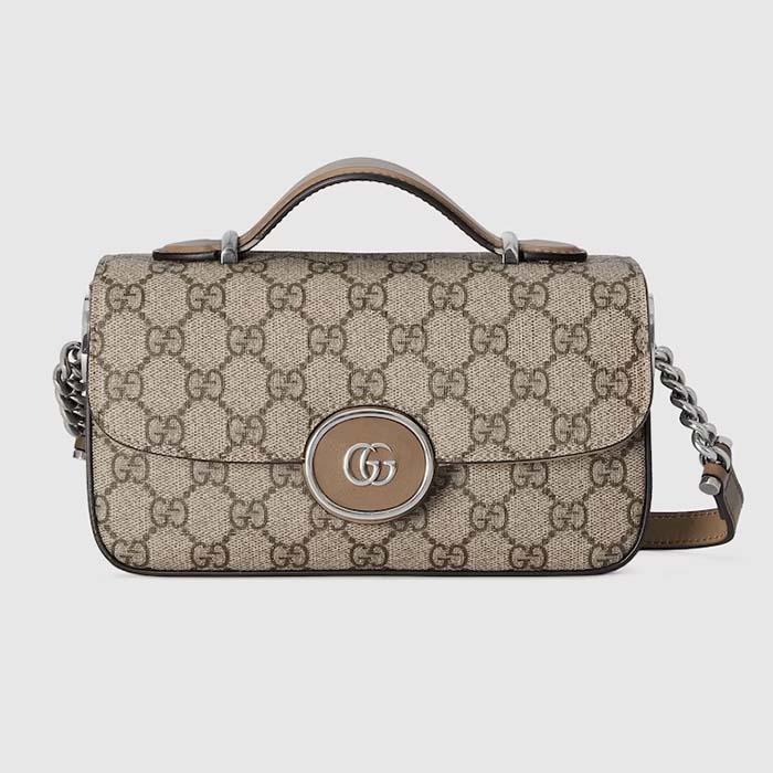 Gucci Women Petite GG Shoulder Bag Mini Beige Ebony GG Supreme Canvas Double G (4)