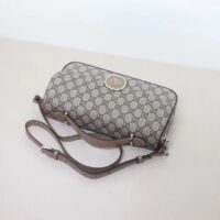 Gucci Women Petite GG Small Shoulder Bag Beige Ebony GG Supreme Canvas Double G (2)