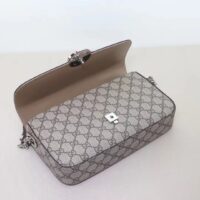 Gucci Women Petite GG Small Shoulder Bag Beige Ebony GG Supreme Canvas Double G (2)