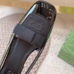 Gucci Women Pump GG Canvas Black Patent Leather Bow Leather Sole Cut-Out Block Heel - Image 7