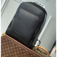 Louis Vuitton LV Unisex Adrian Backpack Black Taiga Cowhide Leather Textile Lining (1)