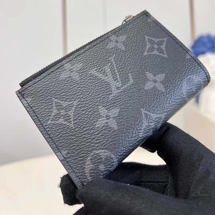 Louis Vuitton LV Unisex Coin Card Holder Monogram Eclipse Coated Canvas Cowhide Leather (6)