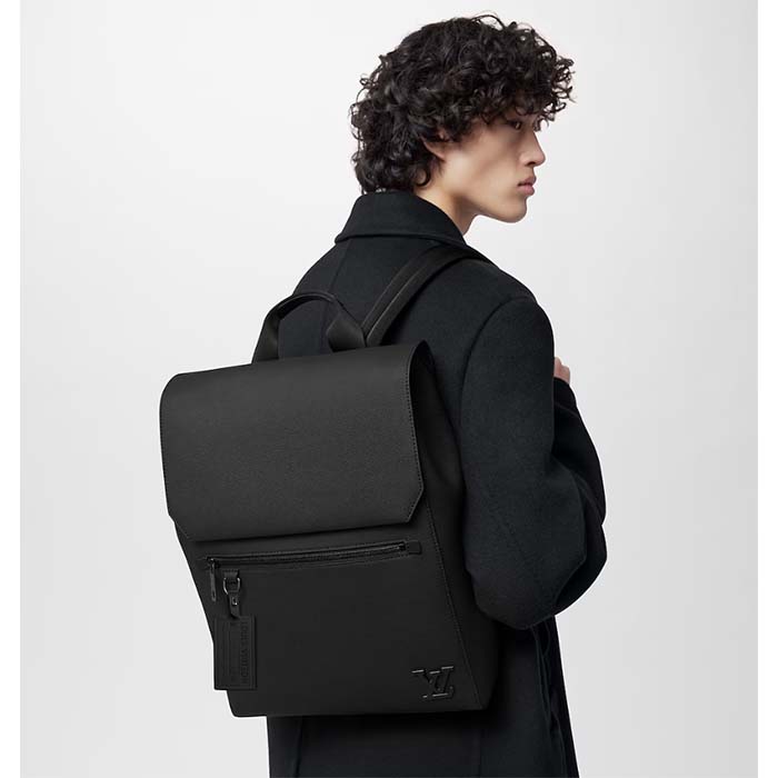 Louis Vuitton LV Unisex Fastline Backpack Black Cowhide Leather Textile Lining (2)