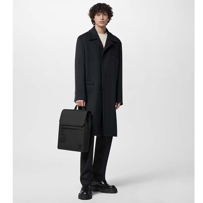 Louis Vuitton LV Unisex Fastline Backpack Black Cowhide Leather Textile Lining (6)