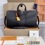 Louis Vuitton LV Unisex Keepall 50 Bandoulière Black Cabin-Size Taiga Cowhide Leather Monogram Eclipse Coated Canvas - Image 3
