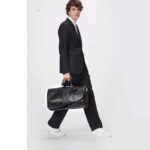Louis Vuitton LV Unisex Keepall 50 Bandoulière Black Cabin-Size Taiga Cowhide Leather Monogram Eclipse Coated Canvas - Image 12