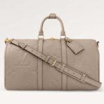 Louis Vuitton Sac LV Unisexe Keepall Bandoulière 45 Tourterelle Monogramme Empreinte Cuir de Vachette Géant