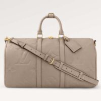 Louis Vuitton LV Unisex Keepall Bandoulière 45 Bag Tourterelle Monogram Empreinte Giant Cowhide Leather (1)