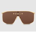 Louis Vuitton LV Unisex LV Golden Mask Sunglasses Gold-Toned Metal Frame Brown Lens - immagine 2