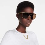 Louis Vuitton LV Unisex LV Golden Mask Sunglasses Gold-Toned Metal Frame Brown Lens - immagine 6