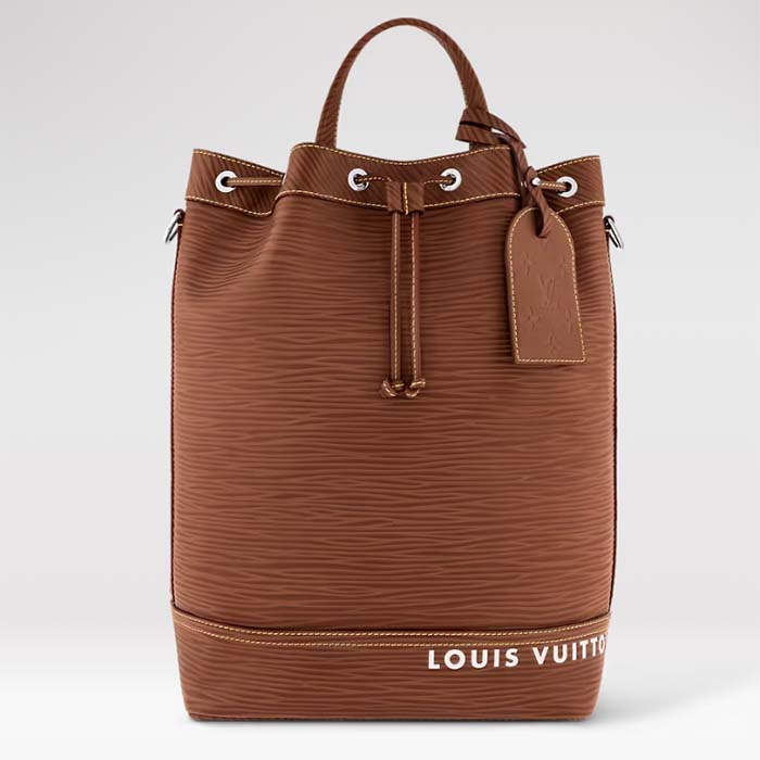 Louis Vuitton LV Unisex Maxi Noé Sling Cognac Calf Leather Drawstring Inside-Hook Closure Double Handle (1)