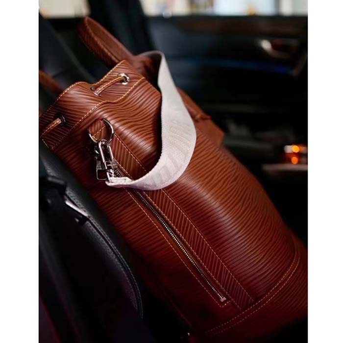 Louis Vuitton LV Unisex Maxi Noé Sling Cognac Calf Leather Drawstring Inside-Hook Closure Double Handle (10)