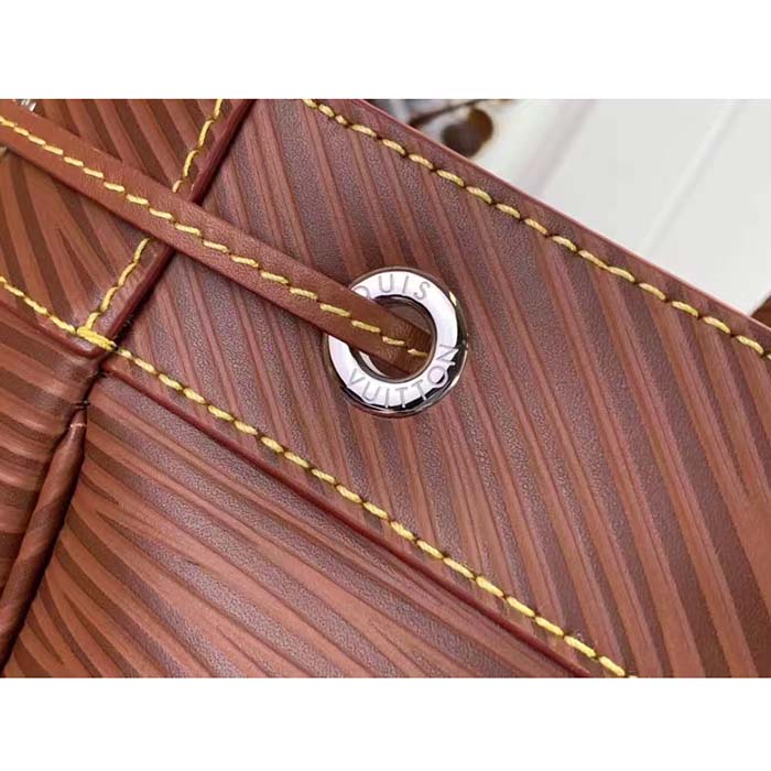 Louis Vuitton LV Unisex Maxi Noé Sling Cognac Calf Leather Drawstring Inside-Hook Closure Double Handle (13)