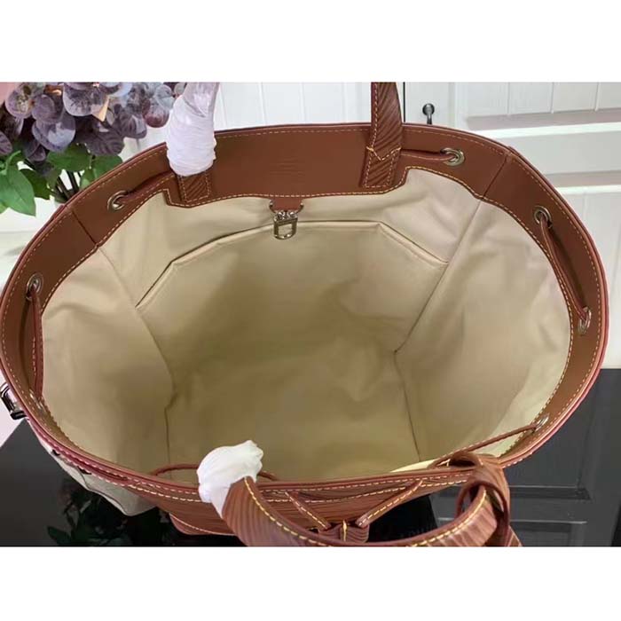 Louis Vuitton LV Unisex Maxi Noé Sling Cognac Calf Leather Drawstring Inside-Hook Closure Double Handle (6)