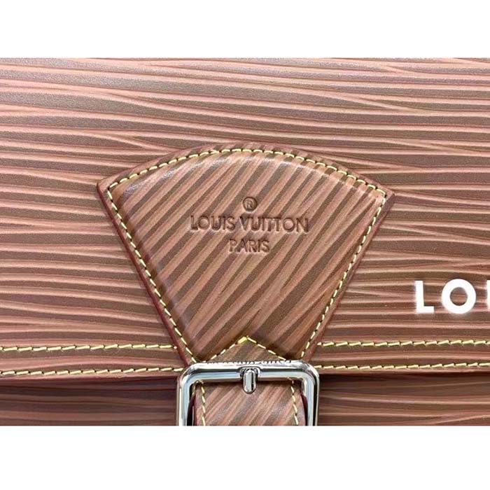 Louis Vuitton LV Unisex Montsouris Messenger Cognac Calf Leather Textile Lining (11)