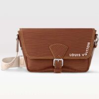 Louis Vuitton LV Unisex Montsouris Messenger Cognac Calf Leather Textile Lining (12)
