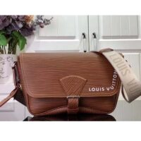 Louis Vuitton LV Unisex Montsouris Messenger Cognac Calf Leather Textile Lining (12)