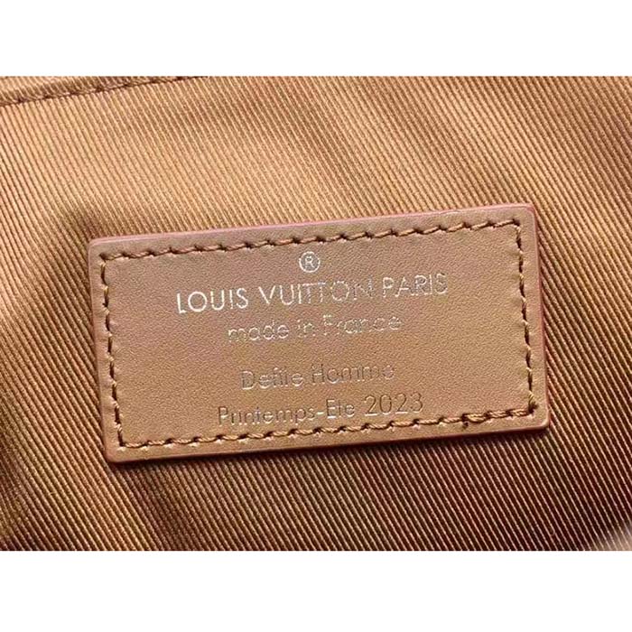 Louis Vuitton LV Unisex Montsouris Messenger Cognac Calf Leather Textile Lining (15)