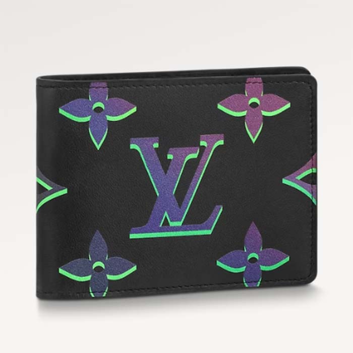 Louis Vuitton LV Unisex Multiple Wallet Black Borealis Calf Leather Textile Lining