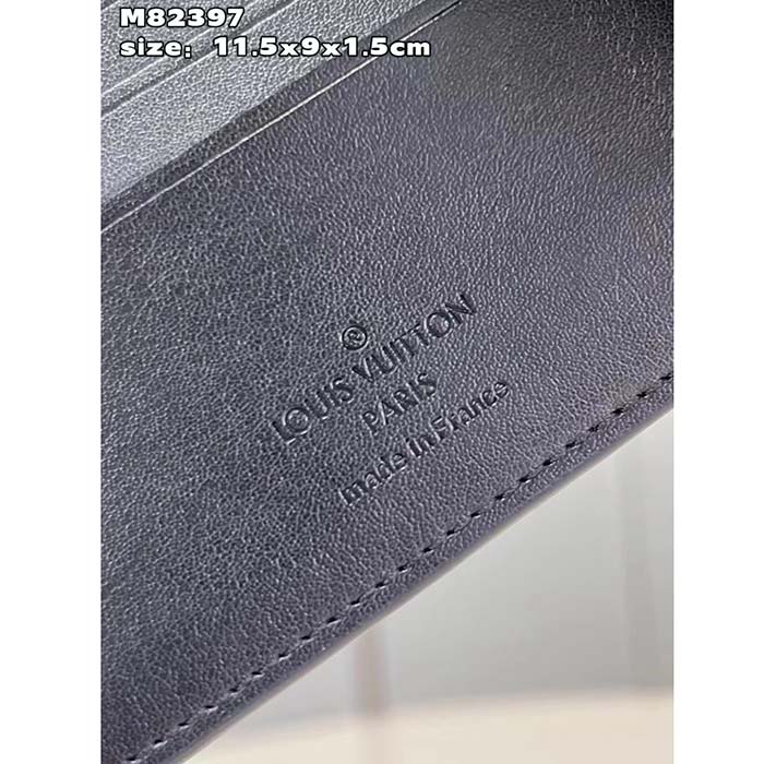 Louis Vuitton LV Unisex Multiple Wallet Black Borealis Calf Leather Textile Lining (5)