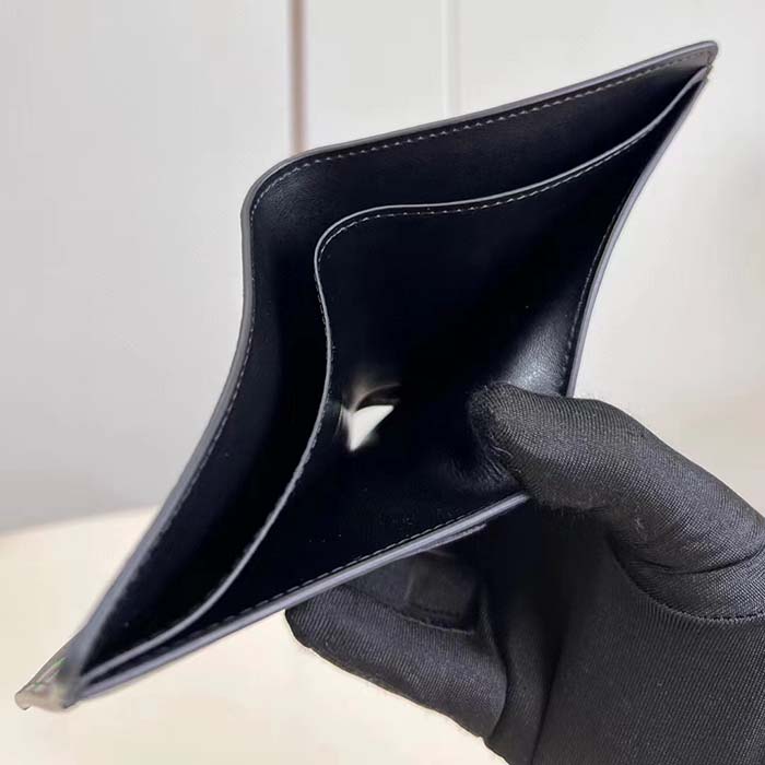 Louis Vuitton LV Unisex Multiple Wallet Black Borealis Calf Leather Textile Lining (6)