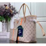 Louis Vuitton LV Unisex Neverfull MM Beige Ocher Monopaname Coated Canvas Cowhide Leather - Image 3