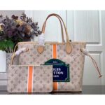 Louis Vuitton LV Unisex Neverfull MM Beige Ocher Monopaname Coated Canvas Cowhide Leather - Image 2