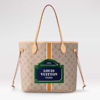 Louis Vuitton LV Unisex Neverfull MM Beige Ocher Monopaname Coated Canvas Cowhide Leather (12)