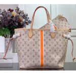 Louis Vuitton LV Unisex Neverfull MM Beige Ocher Monopaname Coated Canvas Cowhide Leather - Image 4