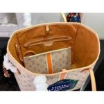 Louis Vuitton LV Unisex Neverfull MM Beige Ocher Monopaname Coated Canvas Cowhide Leather - Image 6